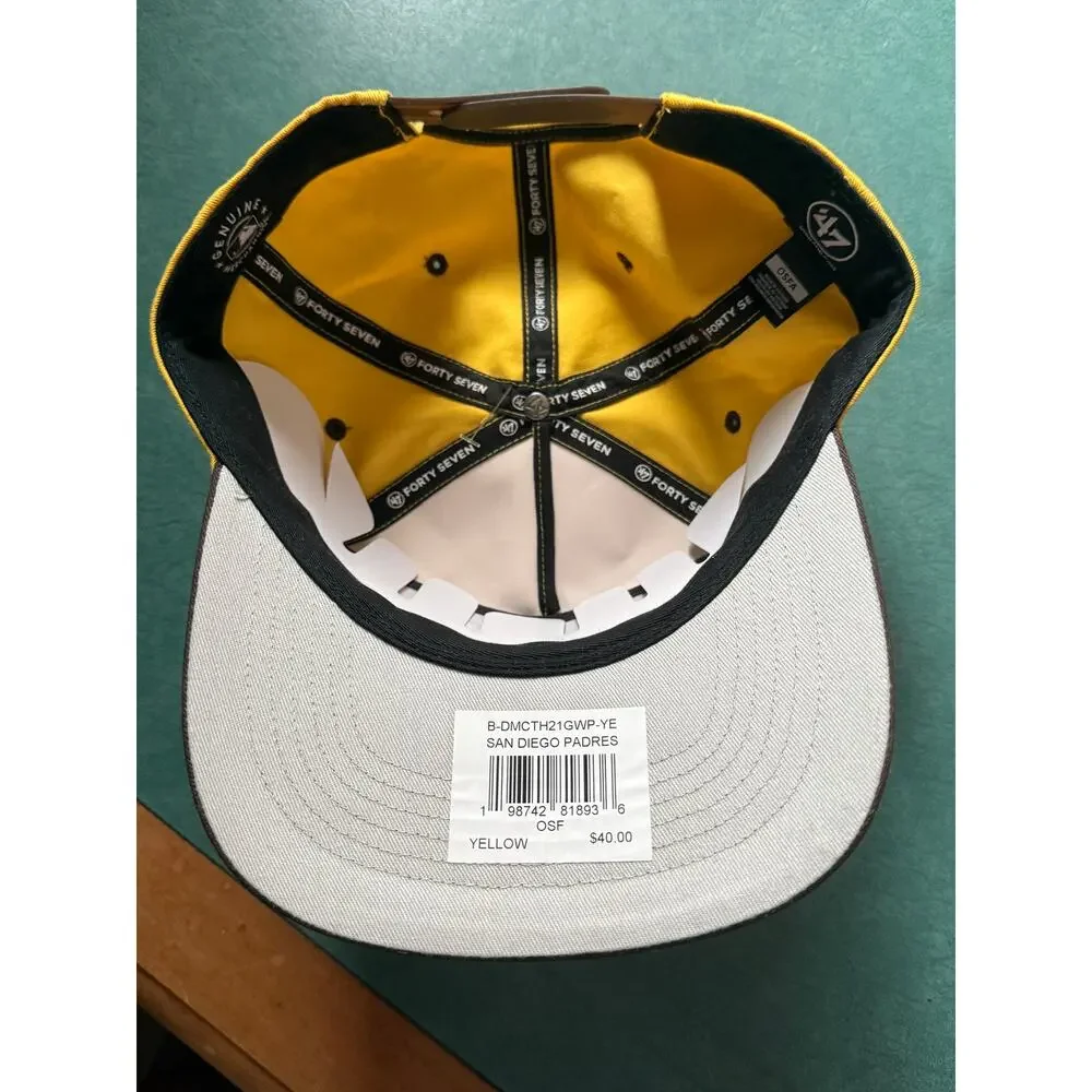 NWT San Diego Padres '47 Hitch Snapback Hat - Yellow/Brown Retro